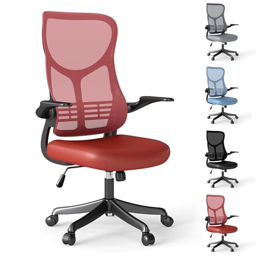 ROYALJOBO Netzstuhl, ergonomischer Bürostuhl, verstellbare Netz-Gaming-Stühle mit Lendenwirbelstütze, Schreibtischstühle mit hoher Rückenlehne für Heimbüro, bequemer Computerstuhl mit Kopfstütze und von ROYALJOBO