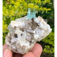 Himmelblauer Aquamarin Mit Quarz Und Muskovit Aus Der Shigar-Mine in Skardu Pakistan/Natürliches Mineral. 120 Gramm von ROYALMINERALSHOP