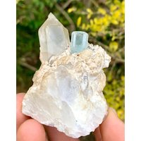 Himmelblauer Aquamarin Mit Quarz, Shigar Mine Pakistan von ROYALMINERALSHOP