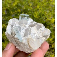 Natürlicher Himmelblauer Aquamarin Mit Quarz Und Muskovit Aus Der Shigar-Mine in Skardu Pakistan, 165 Gramm, Größe 45 X 55 46 Mm von ROYALMINERALSHOP