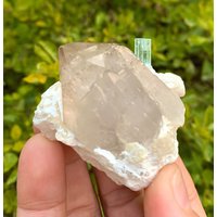 Natürlicher Himmelblauer Aquamarin Mit Rauchquarz Aus Der Shigar-Mine Skardu Pakistan 404 Ct, Größe 40 X 48 53 Mm von ROYALMINERALSHOP