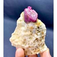 Natürlicher Roter Blut Rubin Auf Feldspat Aus Dem Nagar Tal Gilgit Pakistan. 148 Gramm Natürlicher Roter Blut Rubin Auf Feldspat Aus Dem Nagar Tal Gilgit Pakistan. 148 Gramm von ROYALMINERALSHOP