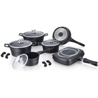 15 teiliges stielkasserollen set mit marmorbeschichtung - schwarz von ROYALTY LINE