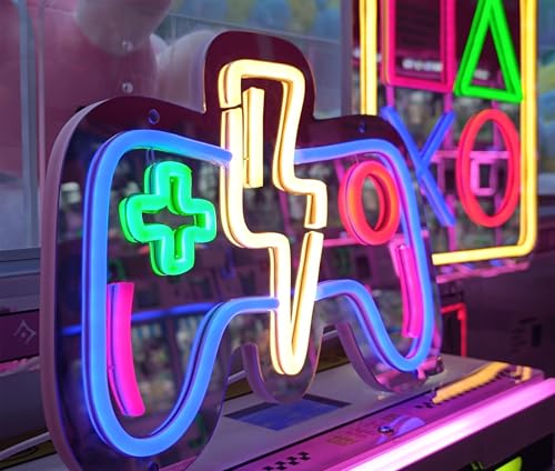 Blitz-Gamecontroller-Neonschild - Leuchtendes Spiegelschild mit Dimmschalter & USB-Stromversorgung, Gamer Neon Sign - Gamepad Shaped LED Neon Sign for Gamer Room Decor Blitz-Gamecontroller-Neonschild - Leuchtendes Spiegelschild mit Dimmschalter & USB-Stromversorgung, Gamer Neon Sign - Gamepad Shaped LED Neon Sign for Gamer Room Decor von ROYELLE