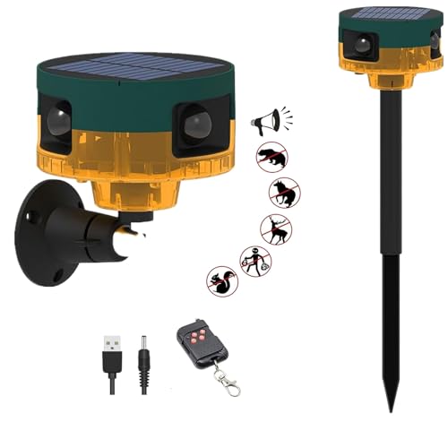 Solar Outdoor Bewegungsmelder Alarm- bewegungsmelder hundegebell 2 * 130db Noise Maker, Persönlichkeitsaufnahme, Modus-Stroboskoplicht mit USB, Verabschieden Sie Sich von Eindringlingen (Gelb) von ROYELLE