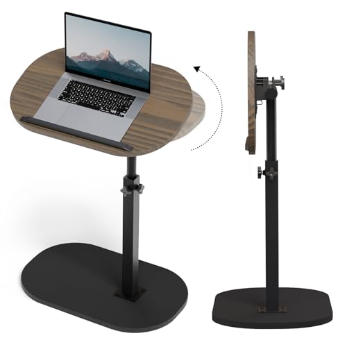 ROYGBIV Beistelltisch C Form – Höhenverstellbarer Side Table mit 360° Drehfunktion, Drehbarer Sofatisch mit Metallgestell, Ideal für Couch und Wohnzimme von ROYGBIV