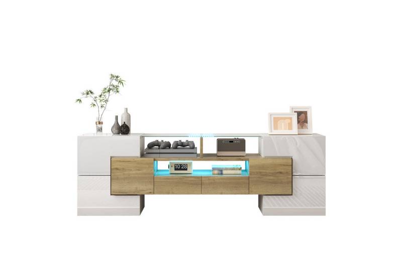 ROYGBIV TV-Schrank Stilvoller TV-Schrank, Lowboard hochglänzendes LED-Beleuchtung modernes Design, elegante Glasoberfläche,145 cm von ROYGBIV