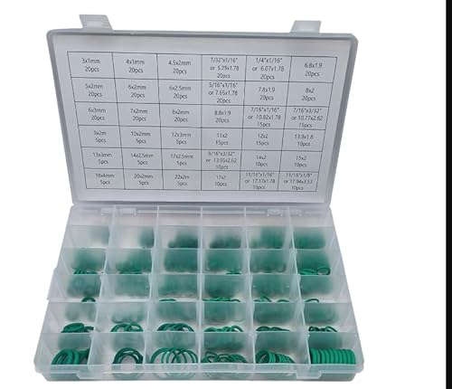 ROYJJ 495 Stück grüne Gummiringe, Dichtungssortiment, 36 Größen, Nitrilkautschuk-Unterlegscheibe, ölbeständige Dichtungsringe, langlebiges Nitrilkautschuk-Dichtungsring-Set ROYJJ 495 Stück grüne Gummiringe, Dichtungssortiment, 36 Größen, Nitrilkautschuk-Unterlegscheibe, ölbeständige Dichtungsringe, langlebiges Nitrilkautschuk-Dichtungsring-Set von ROYJJ