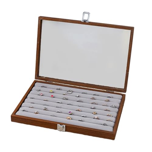 ROYJJ Anspruchsvoller Schmuckkoffer aus Holz, praktische Aufbewahrungsbox mit mehreren Fächern, mit Deckel, für Zuhause oder Büro ROYJJ Anspruchsvoller Schmuckkoffer aus Holz, praktische Aufbewahrungsbox mit mehreren Fächern, mit Deckel, für Zuhause oder Büro von ROYJJ
