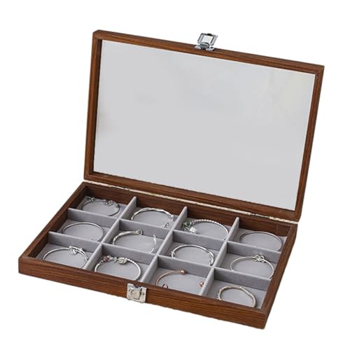 ROYJJ Anspruchsvoller Schmuckkoffer aus Holz, praktische Aufbewahrungsbox mit mehreren Fächern, mit Deckel, für Zuhause oder Büro ROYJJ Anspruchsvoller Schmuckkoffer aus Holz, praktische Aufbewahrungsbox mit mehreren Fächern, mit Deckel, für Zuhause oder Büro von ROYJJ