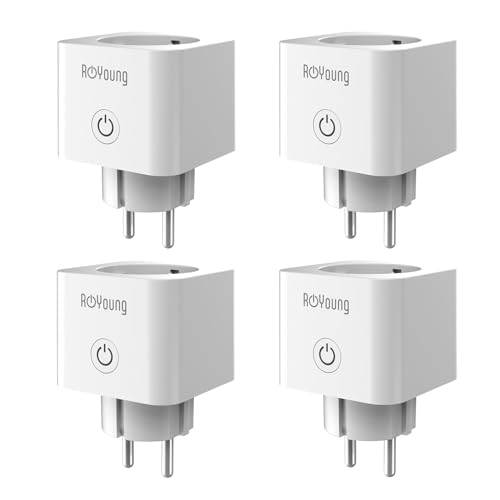 ROYOUNG WLAN Steckdose 4er Pack Smart Home Plug 16A 2,4GHz mit Strommessung kompatibel mit Alexa/Google Home, Stromverbrauch Messen, Sprachsteuerung, APP Fernsteuerung von ROYOUNG