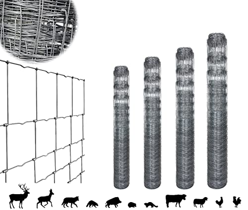 50m ROYSSON Wildzaun verzinkt 27 größen forstzaun gartenzaun drahtzaun 50 m knotengeflecht Tierzaun für Tiere, Nutztiere (100/11/30 x 50m) von ROYSSON