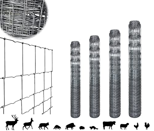 50m ROYSSON Wildzaun verzinkt 27 größen forstzaun gartenzaun drahtzaun 50 m knotengeflecht Tierzaun für Tiere, Nutztiere (125/13/15 x 50m) von ROYSSON