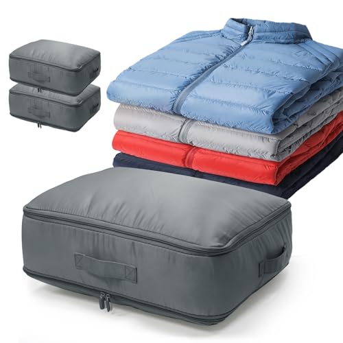 Platzsparender selbstkomprimierender Organizer 2 Stück, Aufbewahrungsbeutel für Bettdecke, große Aufbewahrungsbeutel für Daunenjacke Daunenmantel Größe L(53x42x28) von ROYUEXT