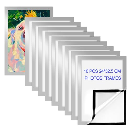 ROYUEXT 10 Stück Magnetrahmen A4, selbstklebender Rahmen mit Magnetverschluss Infotasche Blatthalter für Inforahmen A4 Format 32x23.5cm mit Silberkante ROYUEXT 10 Stück Magnetrahmen A4, selbstklebender Rahmen mit Magnetverschluss Infotasche Blatthalter für Inforahmen A4 Format 32x23.5cm mit Silberkante von ROYUEXT