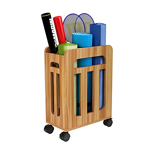 Yogamatten-Aufbewahrungsregal Yogamattenhalter Aus Holz mit Rädern, Fitness-Yoga-Matten-Organizer-Korb, Trainingsgeräte für Das Heimtraining, Hanteln Kettlebells Foam Roller Yogamatten-Aufbewahrungsregal Yogamattenhalter Aus Holz mit Rädern, Fitness-Yoga-Matten-Organizer-Korb, Trainingsgeräte für Das Heimtraining, Hanteln Kettlebells Foam Roller von ROYUMI