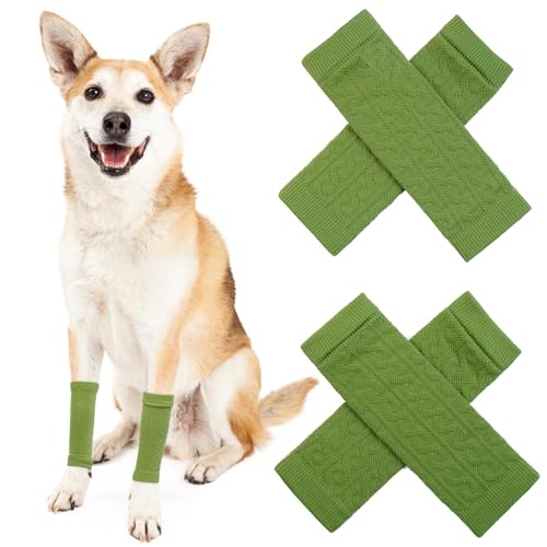 ROZKITCH Ellenbogenschutz für Hunde, 2 Stück Vorderbein- und 2 Hinterbeinbandage, Ellenbogenbandage, Beinstütze, Wickelschutz, elastische gestrickte, atmungsaktive Schutzsocken, Grün, Größe M ROZKITCH Ellenbogenschutz für Hunde, 2 Stück Vorderbein- und 2 Hinterbeinbandage, Ellenbogenbandage, Beinstütze, Wickelschutz, elastische gestrickte, atmungsaktive Schutzsocken, Grün, Größe M von ROZKITCH