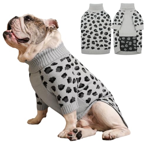 ROZKITCH Gemütlicher Hundepullover für mittelgroße und große Hunde, warmer Strickpullover, perfekte Winterkleidung für Huskies, Beagles und Doggen, Grau, Größe L von ROZKITCH