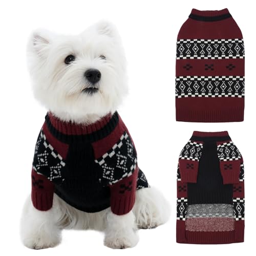 ROZKITCH Hundepullover für mittelgroße Hunde, Mädchen und Jungen, dicker Strickpullover, schwerer Wintermantel für kleine Rassen, Rollkragenpullover für mittelgroße Hunde, Dunkelrot, Größe L ROZKITCH Hundepullover für mittelgroße Hunde, Mädchen und Jungen, dicker Strickpullover, schwerer Wintermantel für kleine Rassen, Rollkragenpullover für mittelgroße Hunde, Dunkelrot, Größe L von ROZKITCH