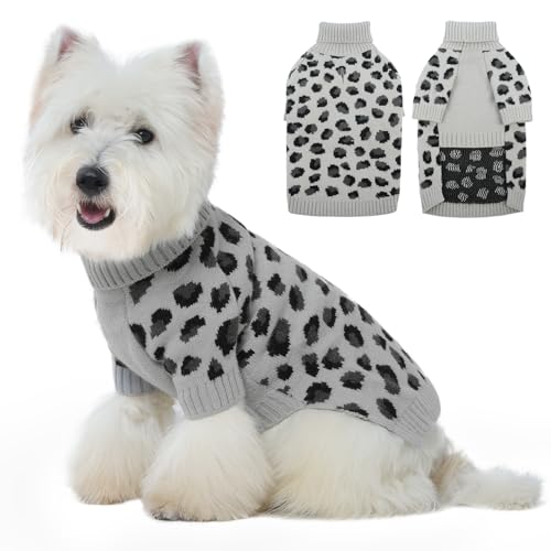 ROZKITCH Winter-Hundepullover für kleine und mittelgroße Rassen, Leopardenmuster, dicker gestrickter Rollkragenpullover, weicher warmer Mantel für Labrador, Deutscher Schäferhund und Boxerhunde, Grau ROZKITCH Winter-Hundepullover für kleine und mittelgroße Rassen, Leopardenmuster, dicker gestrickter Rollkragenpullover, weicher warmer Mantel für Labrador, Deutscher Schäferhund und Boxerhunde, Grau von ROZKITCH