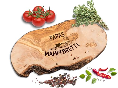 ROZTFYR Schneidebrett Olivenholz [+ PERSONALISIERT] | Brotzeitbrett für Männer | Olivenholzschneidebrett | Vatertag Geschenk | Grill Geschenk | Personalisierte Geschenke Männer | Holzbrett mit Gravur von ROZTFYR