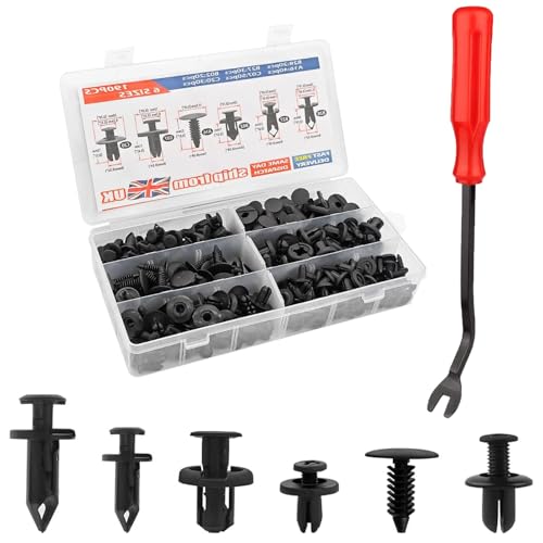 190 Pcs Auto Befestigungsclips Set, Türverkleidung Clips mit Demontage Werkzeuge Stoßstangen Plastikclips Kunststoff Spreiznieten Universal Kunststoff Clipsatz für Automobile von RPHONGHONG