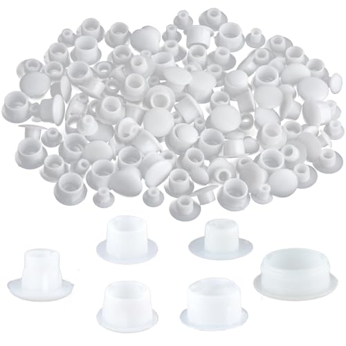 240 Stück Abdeckkappen für Bohrlöcher, 5 Größen Abdeckkappen für Schrauben Runde Schraubenabdeckung Weiss für Nagellöcher Schraubenlöcher (5mm/6mm/8mm/10mm/12mm/16mm) von RPHONGHONG