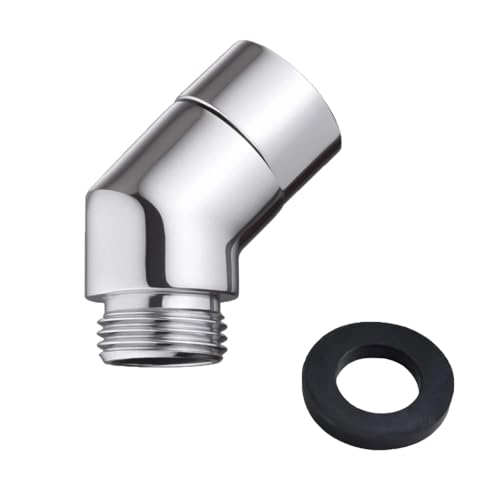 Handbrause Adapter 135 Grad, Duschkopf Verlängerung mit Gummidichtung Duschschlauch Adapter Gelenkstück Duschkopf Winkelstück für Handbrause Beweglich Duscharmanschluss (Silber) von RPHONGHONG