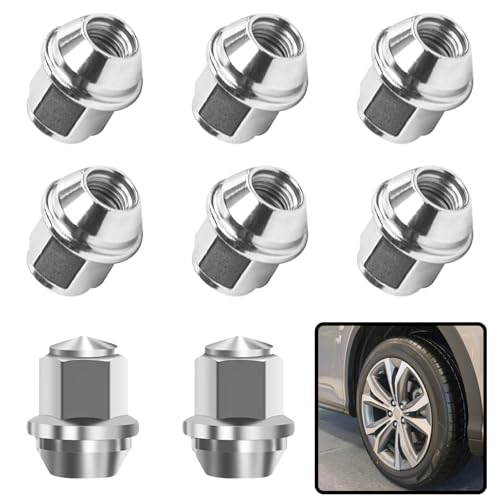 M12x1,5 Radmuttern, 8 Stück Radmutterkappen Universal Geschlossen Kegelbund 60° Abriebfest Radmutter Chrom Schrauben Kappen für Ford Toyota Honda Mazda (Silber) von RPHONGHONG