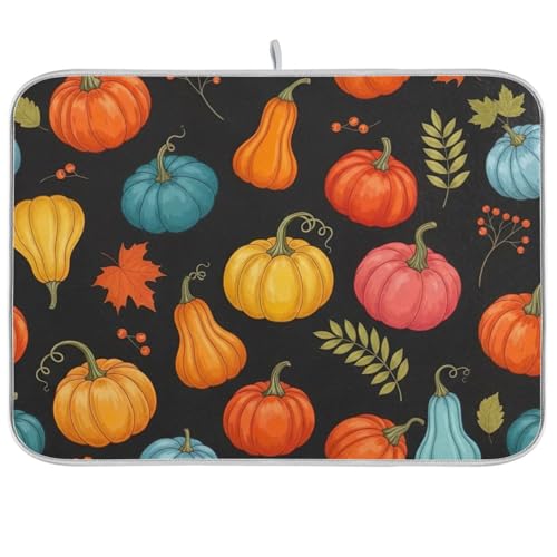 Abtropfmatte, Kürbisse, saugfähig, für Küchentheke, Heimdekoration, 45,7 x 61 cm, Schwarz Abtropfmatte, Kürbisse, saugfähig, für Küchentheke, Heimdekoration, 45,7 x 61 cm, Schwarz von RPLIFE