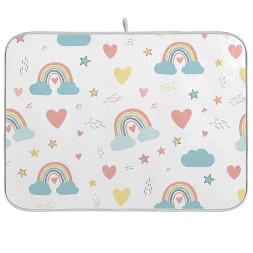 Abtropfmatte, Regenbögen, weiß, saugfähig, Abtropfmatte, Küchentheke, 45,7 x 61 cm von RPLIFE