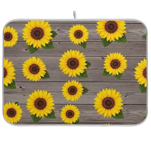 Abtropfmatte, Sonnenblumen-Holz-Trockenpad, wendbar, Küchentheke, 45,7 x 61 cm von RPLIFE