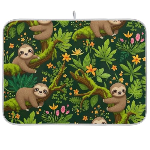 Abtropfmatte, niedliche Faultiere, grüne Kaffee-Bar-Matte für Zuhause, Küche, Dekoration, 45,7 x 61 cm Abtropfmatte, niedliche Faultiere, grüne Kaffee-Bar-Matte für Zuhause, Küche, Dekoration, 45,7 x 61 cm von RPLIFE