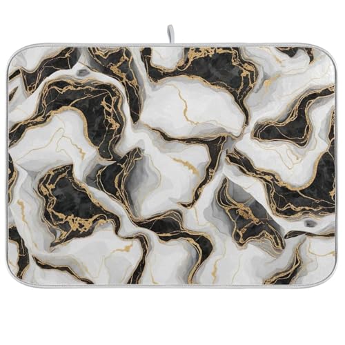 Abtropfmatte, schwarz-weiß, Marmor-Geschirrunterlage für Zuhause, Küche, Dekoration, 45,7 x 61 cm Abtropfmatte, schwarz-weiß, Marmor-Geschirrunterlage für Zuhause, Küche, Dekoration, 45,7 x 61 cm von RPLIFE