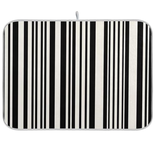 Abtropfmatte, schwarz-weiße Streifen, für Zuhause, Küche, Dekoration, 45,7 x 61 cm Abtropfmatte, schwarz-weiße Streifen, für Zuhause, Küche, Dekoration, 45,7 x 61 cm von RPLIFE