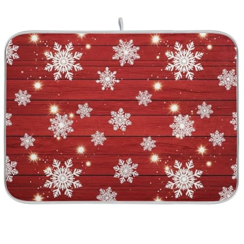 Abtropfmatte aus Holz, Schneeflocken, 45,7 x 61 cm, wendbar, Küchenabtropfmatte, Weiß Abtropfmatte aus Holz, Schneeflocken, 45,7 x 61 cm, wendbar, Küchenabtropfmatte, Weiß von RPLIFE