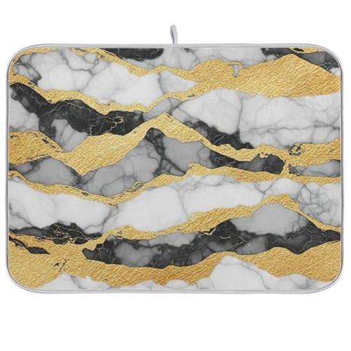 Abtropfmatte aus Marmor für Küchentheke, 45,7 x 61 cm, wendbar, Schwarz / Weiß Abtropfmatte aus Marmor für Küchentheke, 45,7 x 61 cm, wendbar, Schwarz / Weiß von RPLIFE