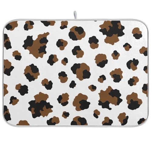 Abtropfmatte für Küchentheke, 45,7 x 61 cm, Braun / Schwarz mit weißen Punkten, wendbar, saugfähig, Kaffee-Matte, Küchenthekenmatte von RPLIFE