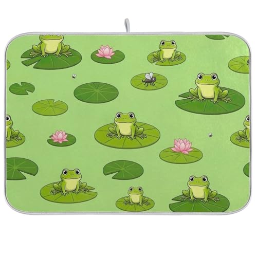 Abtropfmatte für Küchentheke, Motiv: niedliche Cartoon-Frösche, 45,7 x 61 cm, wendbar, saugfähig, große Küchen-Trockenmatte Abtropfmatte für Küchentheke, Motiv: niedliche Cartoon-Frösche, 45,7 x 61 cm, wendbar, saugfähig, große Küchen-Trockenmatte von RPLIFE