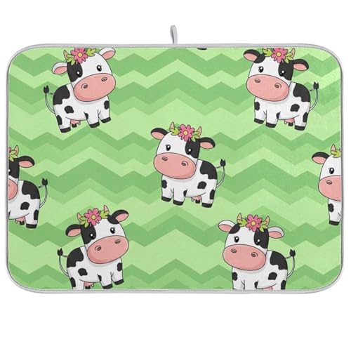 Abtropfmatte für Küchentheke, Motiv: niedliche Cartoon-Kühe, 45,7 x 61 cm, saugfähige Kaffeematte, Küchen-Trockenmatte Abtropfmatte für Küchentheke, Motiv: niedliche Cartoon-Kühe, 45,7 x 61 cm, saugfähige Kaffeematte, Küchen-Trockenmatte von RPLIFE