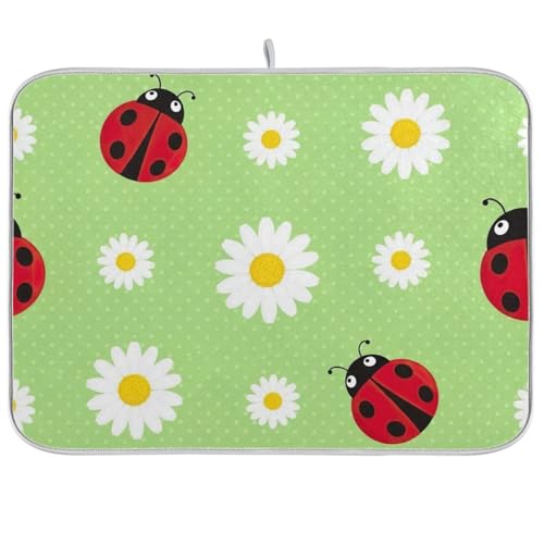 Abtropfmatte für Küchentheke, Motiv: niedliche Marienkäfer, Gänseblümchen, Grün, wendbar, für Zuhause, Küche, Dekoration, 45,7 x 61 cm Abtropfmatte für Küchentheke, Motiv: niedliche Marienkäfer, Gänseblümchen, Grün, wendbar, für Zuhause, Küche, Dekoration, 45,7 x 61 cm von RPLIFE