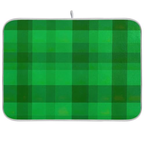 Abtropfmatte für Küchentheke, saugfähige Abtropfmatte für Küchentheke, Heimdekoration, 45,7 x 61 cm, Grün kariert von RPLIFE