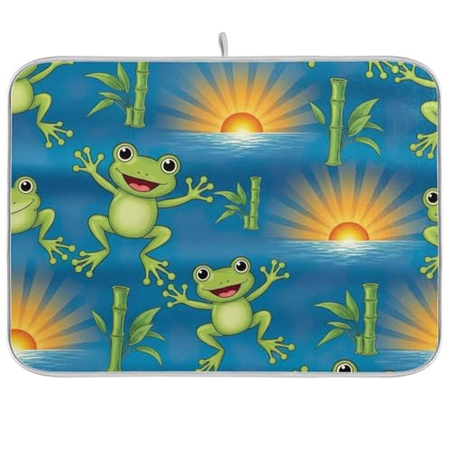 Abtropfmatte für Küchentheke, wendbar, Froschaugen, Gliedmaßen, für Zuhause, Küche, Dekoration, 45,7 x 61 cm, Grün von RPLIFE