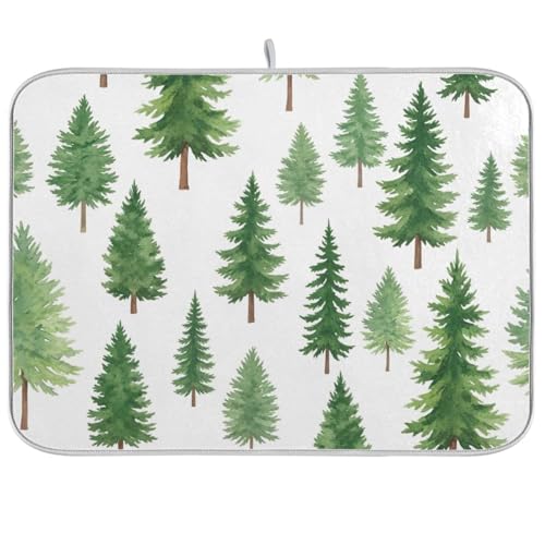 Abtropfmatte mit Aquarell-Kieferbäumen, wendbar, für Küche, Arbeitsplatte, Dekoration, 45,7 x 61 cm von RPLIFE