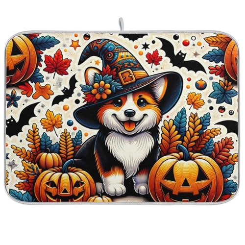 Abtropfmatte mit Herbstblättern, 45,7 x 61 cm, saugfähiges Geschirr-Pad, wendbar, groß, Küchen-Arbeitsplattenschutz von RPLIFE