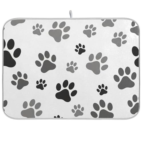 Abtropfmatte mit Hundepfotenabdrucken, 45,7 x 61 cm, wendbar, saugfähig, große Küchentheke, Weiß Abtropfmatte mit Hundepfotenabdrucken, 45,7 x 61 cm, wendbar, saugfähig, große Küchentheke, Weiß von RPLIFE