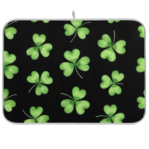 Abtropfmatte mit Kleeblatt-Motiv, 45,7 x 61 cm, saugfähig, wendbar, groß, Küchen-Trockenmatte, Grün Abtropfmatte mit Kleeblatt-Motiv, 45,7 x 61 cm, saugfähig, wendbar, groß, Küchen-Trockenmatte, Grün von RPLIFE