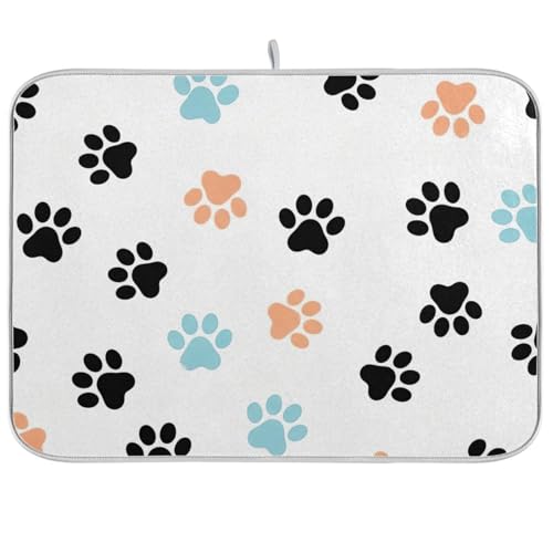 Abtropfmatte mit Pfotenabdrucken, saugfähig, für Küchentheke, Heimdekoration, 45,7 x 61 cm, Schwarz Abtropfmatte mit Pfotenabdrucken, saugfähig, für Küchentheke, Heimdekoration, 45,7 x 61 cm, Schwarz von RPLIFE