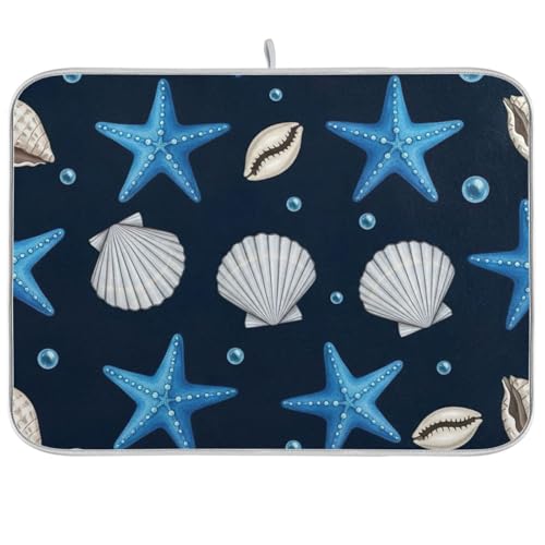 Abtropfmatte mit Seestern, wendbar, für Zuhause, Küche, Dekoration, 45,7 x 61 cm, Blau von RPLIFE