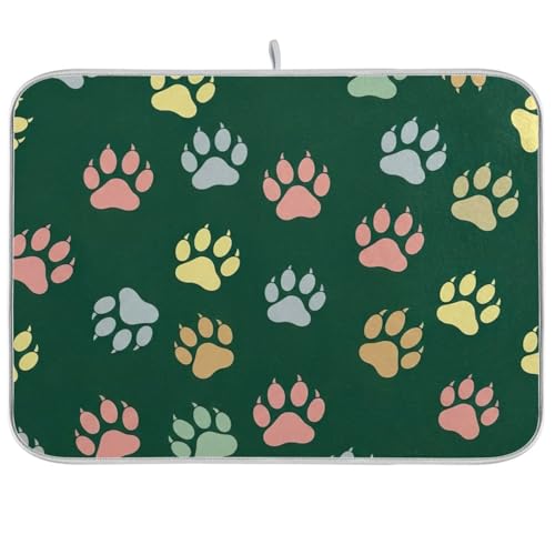 Abtropfmatte mit bunten Pfotenabdrucken, 45,7 x 61 cm, wendbar, saugfähig, Kaffee-Matte, Küchenthekenmatte Abtropfmatte mit bunten Pfotenabdrucken, 45,7 x 61 cm, wendbar, saugfähig, Kaffee-Matte, Küchenthekenmatte von RPLIFE